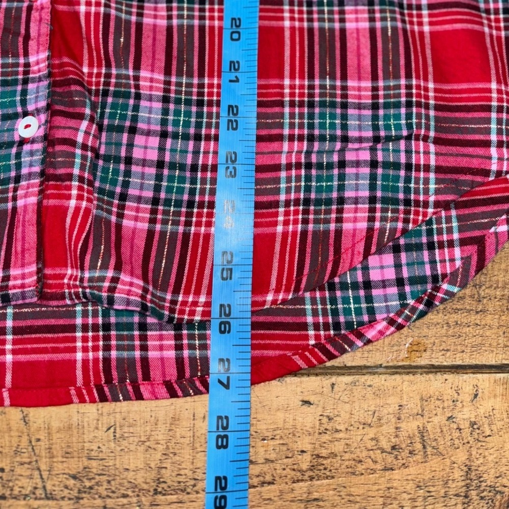 NWT Victoria's Secret Womens Red Plaid Short Sleeve Lightweight Pajama Top L - Picture 8 of 8